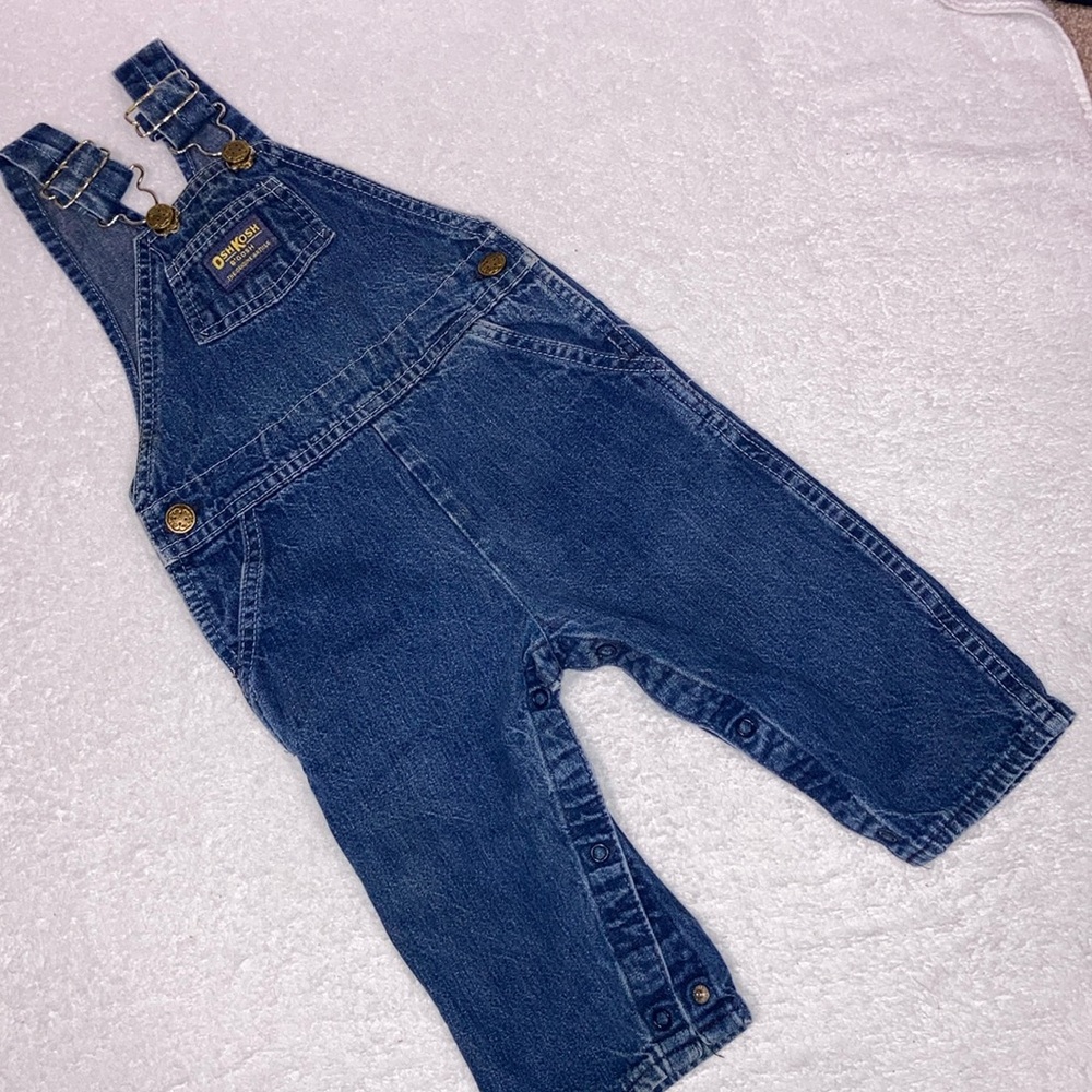 VTG Vintage Oshkosh B'Gosh blue jean denim Vestbak Overalls 24m